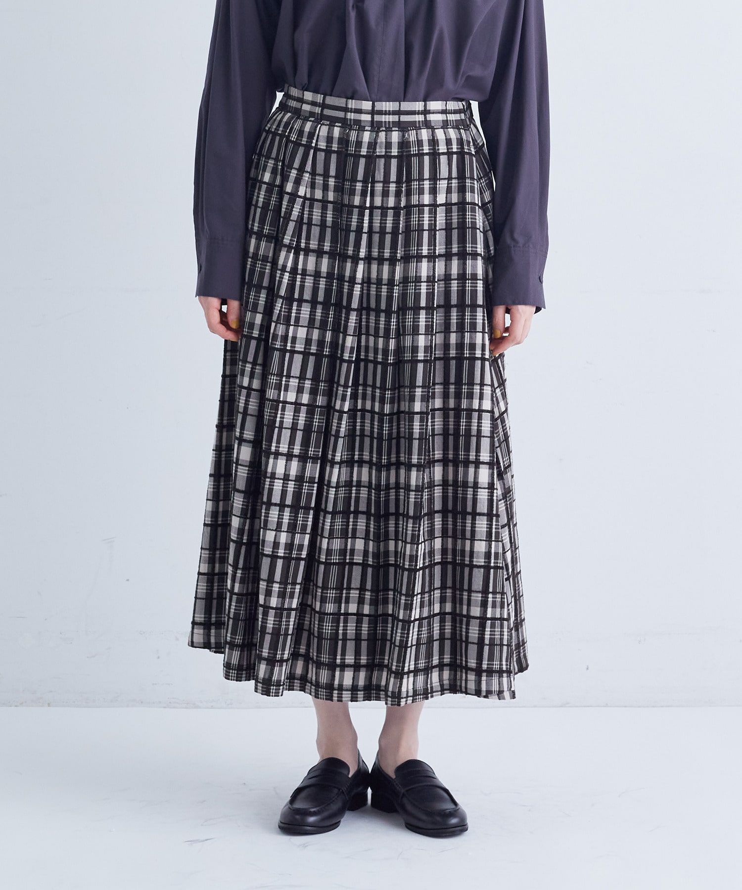 【congés payés】｜2BUY10%OFF・3BUY20%OFF｜モールチェックスカート 詳細画像 ブラック系その他 22