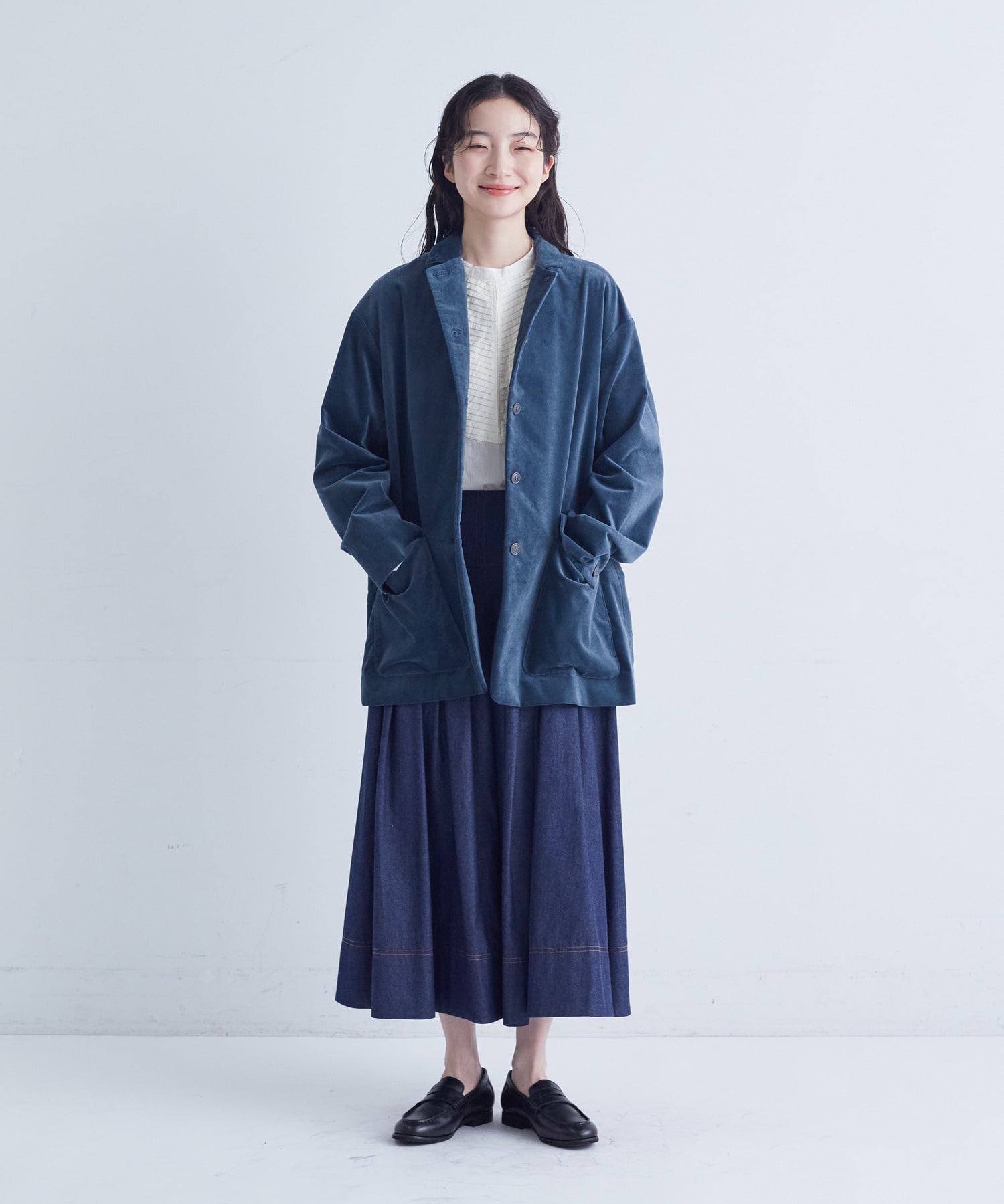 【congés payés】タックデニムスカート 詳細画像 インディゴブルー 1