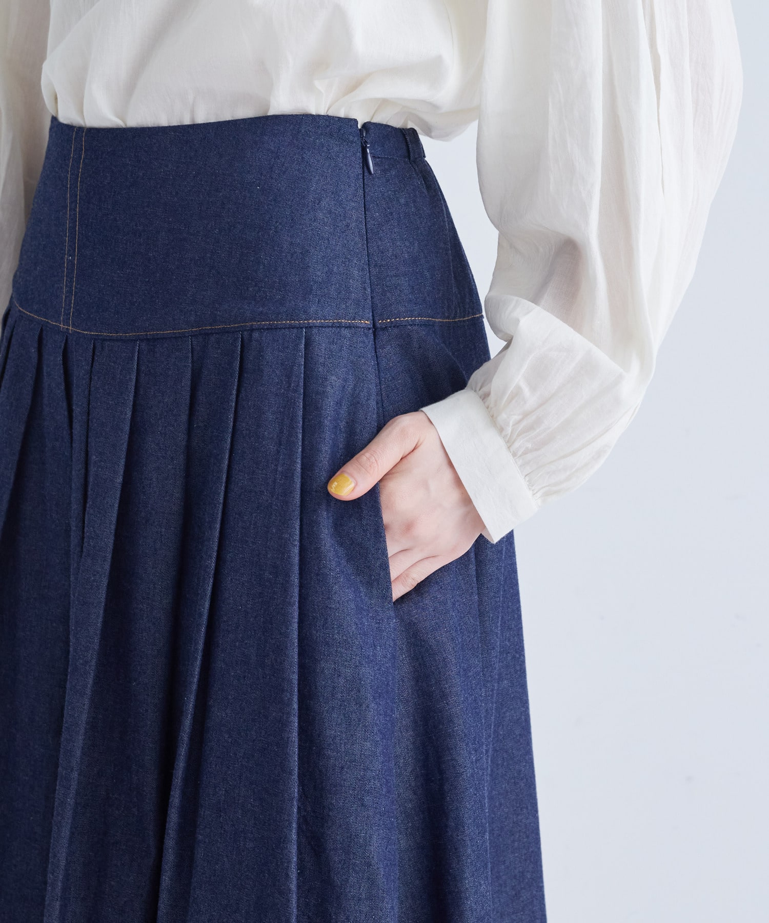 【congés payés】タックデニムスカート 詳細画像 インディゴブルー 12