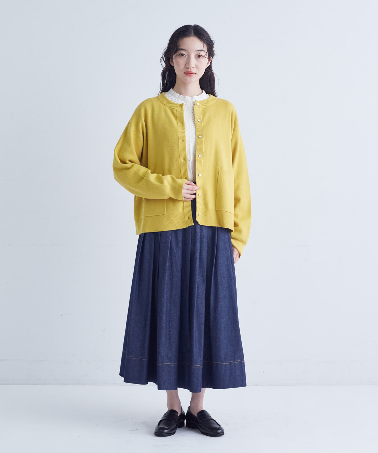 【congés payés】タックデニムスカート 詳細画像 インディゴブルー 3