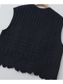 【congés payés】｜2BUY10%OFF・3BUY20%OFF｜ダブルガーゼ刺繍ベスト 詳細画像 ブラック 15