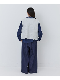 【congés payés】｜2BUY10%OFF・3BUY20%OFF｜ダブルガーゼ刺繍ベスト 詳細画像 ブラック 3