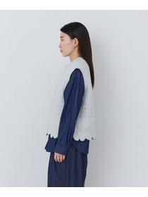 【congés payés】｜2BUY10%OFF・3BUY20%OFF｜ダブルガーゼ刺繍ベスト 詳細画像 ブラック 5