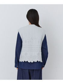 【congés payés】｜2BUY10%OFF・3BUY20%OFF｜ダブルガーゼ刺繍ベスト 詳細画像 ブラック 6