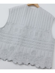 【congés payés】｜2BUY10%OFF・3BUY20%OFF｜ダブルガーゼ刺繍ベスト 詳細画像 ブラック 7