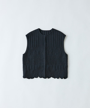 【congés payés】｜2BUY10%OFF・3BUY20%OFF｜ダブルガーゼ刺繍ベスト 詳細画像 ブラック 1