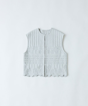 【congés payés】｜2BUY10%OFF・3BUY20%OFF｜ダブルガーゼ刺繍ベスト 詳細画像 ライトグレー 1