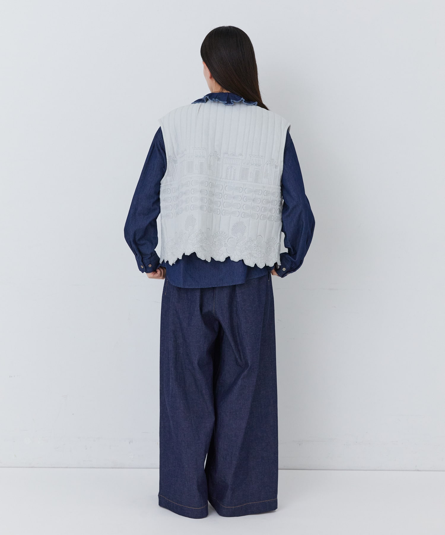 【congés payés】｜2BUY10%OFF・3BUY20%OFF｜ダブルガーゼ刺繍ベスト 詳細画像 ブラック 3