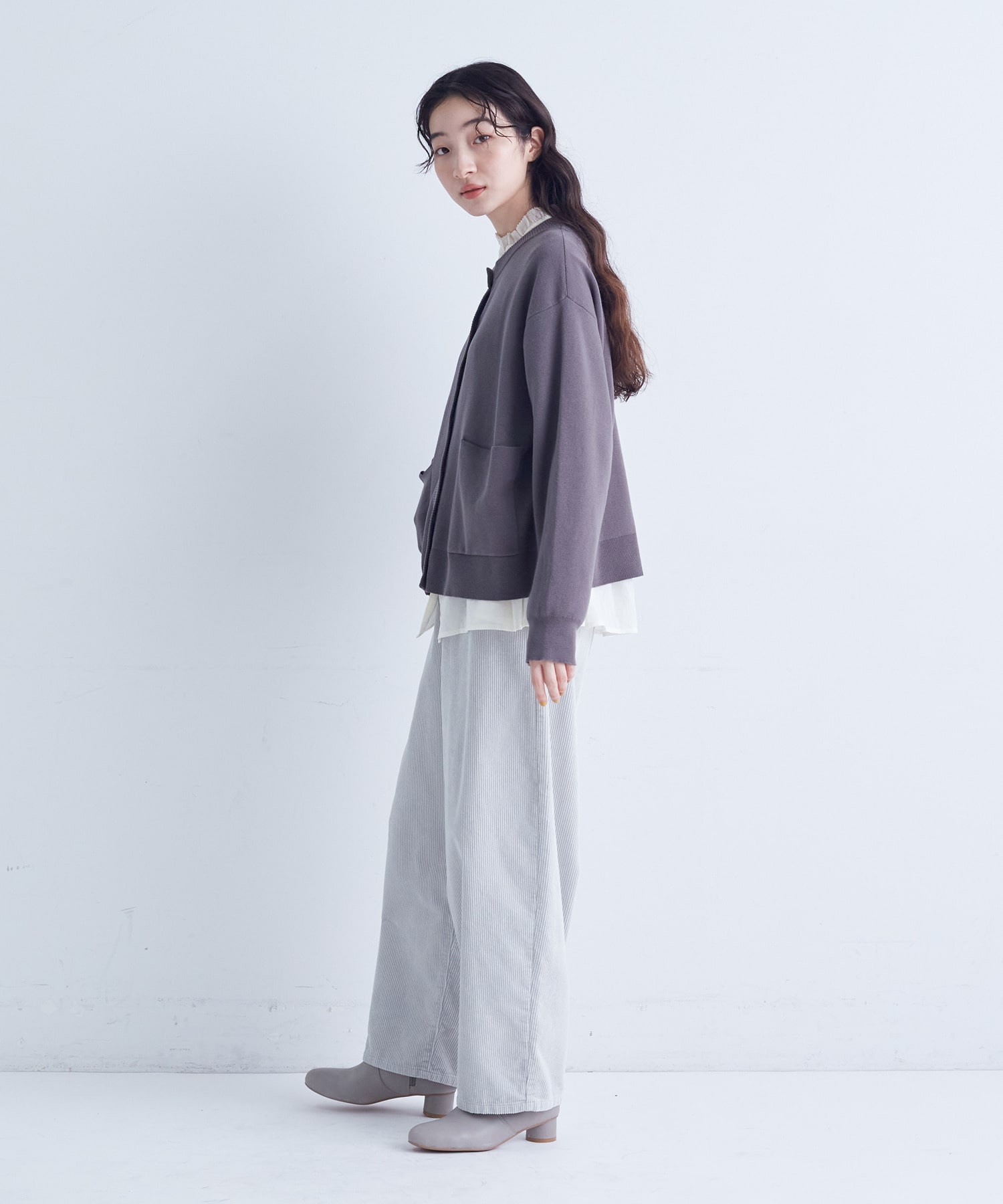 【congés payés】｜2BUY10%OFF・3BUY20%OFF｜コットンミラノリブ丸首カーディガン 詳細画像 ブラック 14