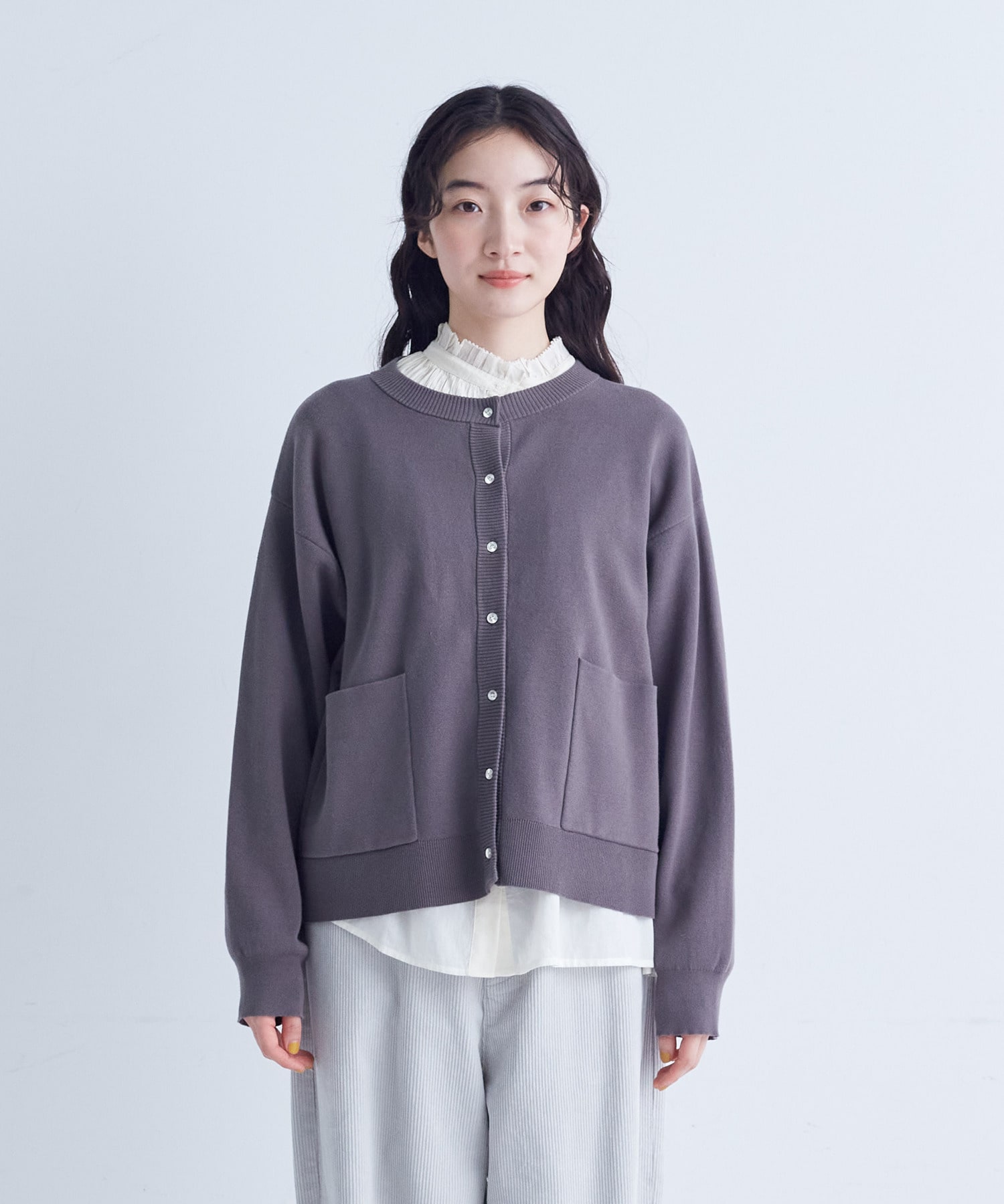 【congés payés】｜2BUY10%OFF・3BUY20%OFF｜コットンミラノリブ丸首カーディガン 詳細画像 ブラック 17