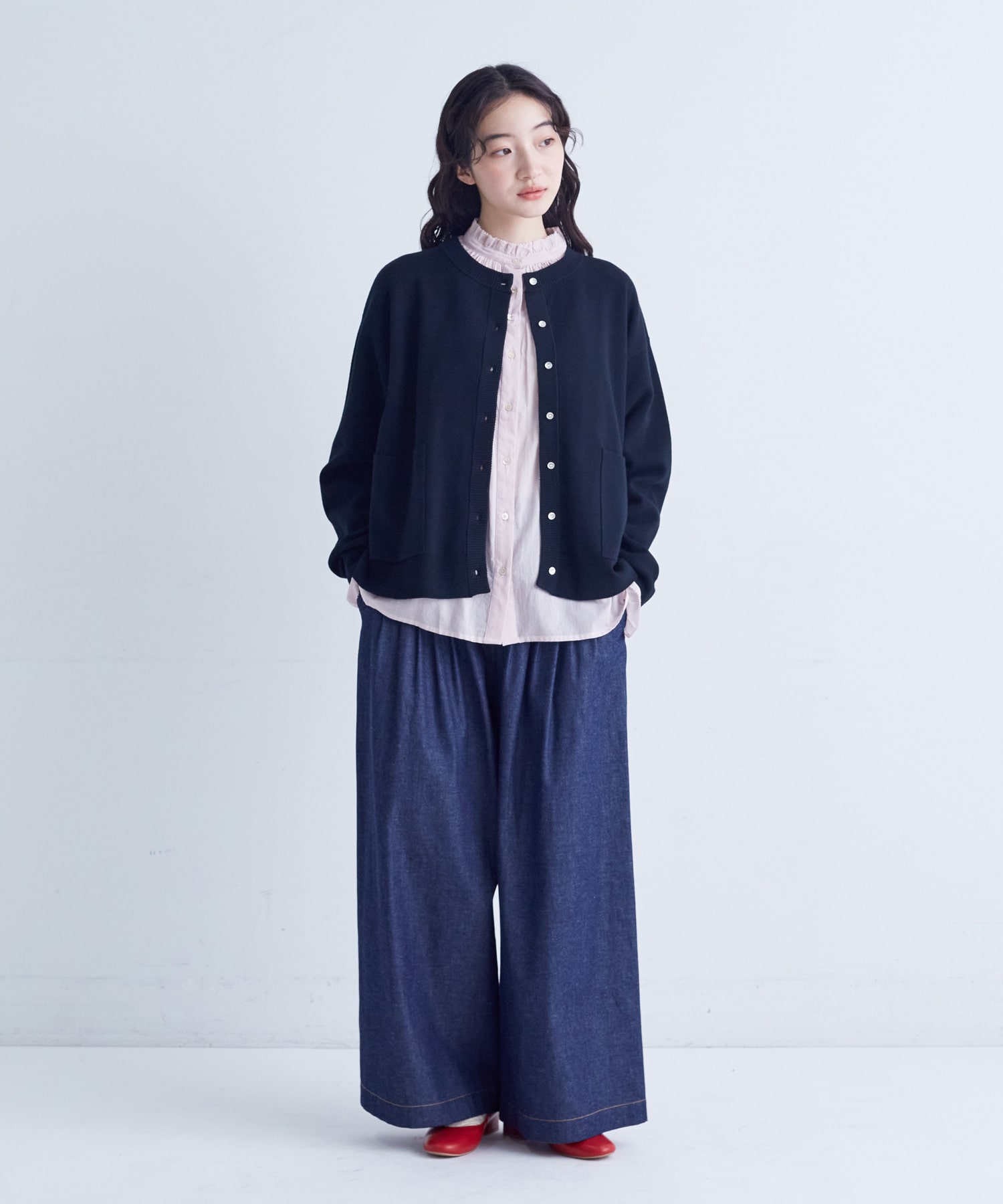 【congés payés】｜2BUY10%OFF・3BUY20%OFF｜コットンミラノリブ丸首カーディガン 詳細画像 ブラック 20