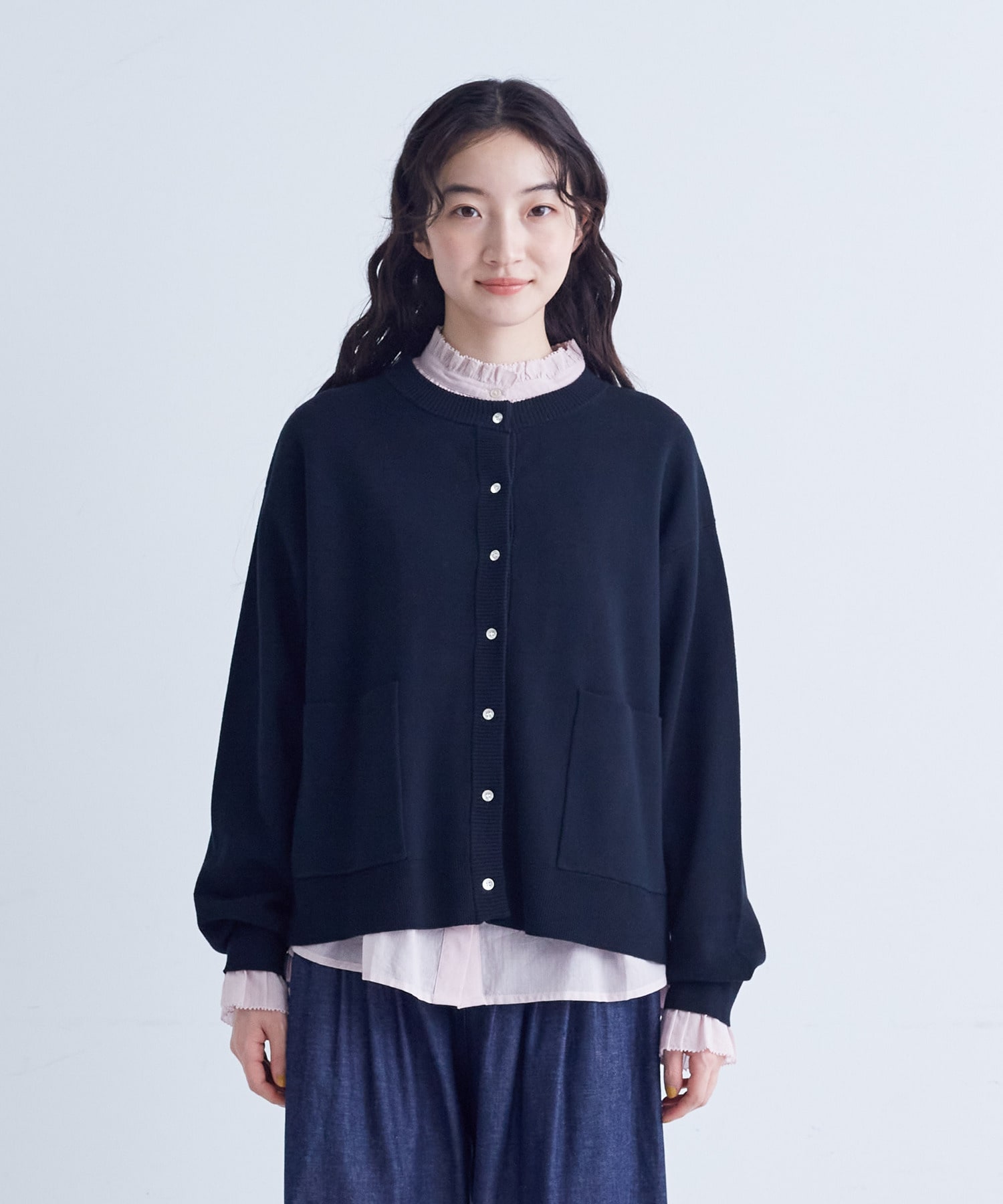 【congés payés】｜2BUY10%OFF・3BUY20%OFF｜コットンミラノリブ丸首カーディガン 詳細画像 ブラック 24