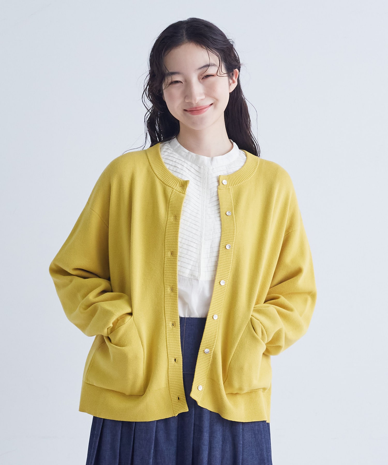 【congés payés】｜2BUY10%OFF・3BUY20%OFF｜コットンミラノリブ丸首カーディガン 詳細画像 ブラック 4