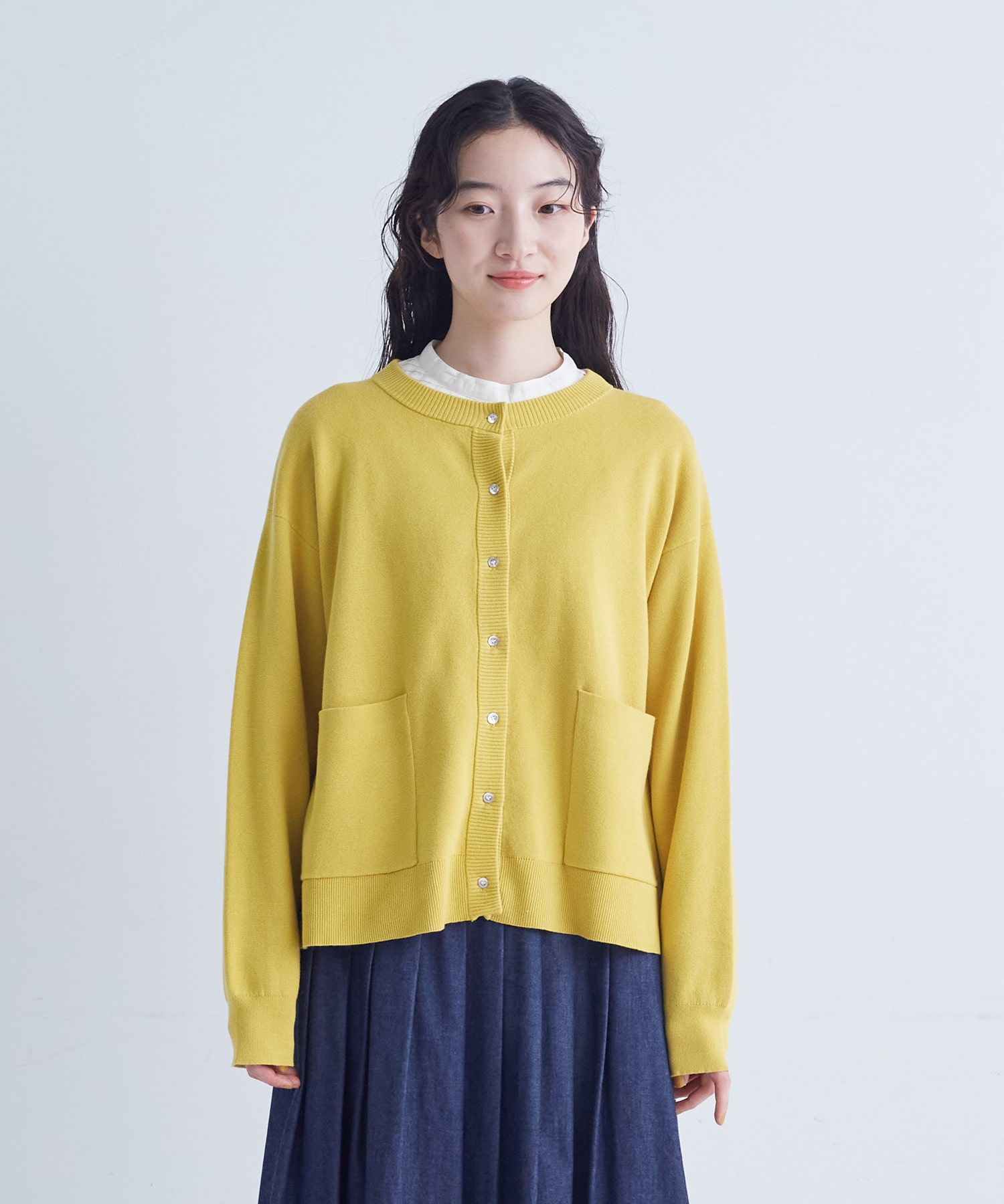 【congés payés】｜2BUY10%OFF・3BUY20%OFF｜コットンミラノリブ丸首カーディガン 詳細画像 ブラック 5