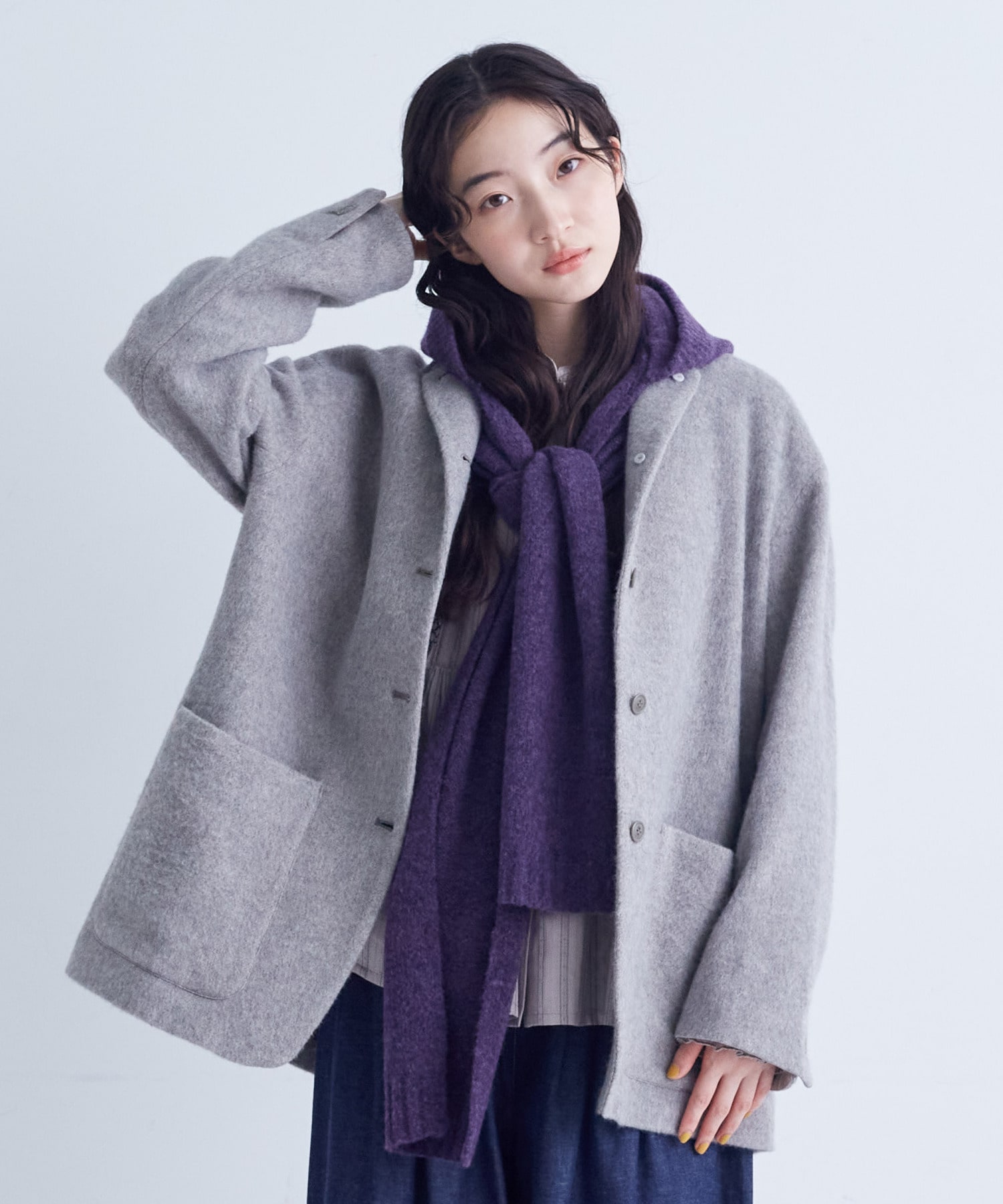 【congés payés】｜2BUY10%OFF・3BUY20%OFF｜ウール混フードマフラー 詳細画像 ブラウン 6