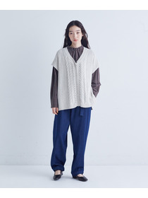 【congés payés】｜2BUY10%OFF・3BUY20%OFF｜綿リリヤーン縄柄前開きベスト 詳細画像 オートミール 1