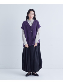 【congés payés】｜2BUY10%OFF・3BUY20%OFF｜綿リリヤーン縄柄前開きベスト 詳細画像 オートミール 13