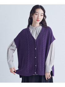 【congés payés】｜2BUY10%OFF・3BUY20%OFF｜綿リリヤーン縄柄前開きベスト 詳細画像 オートミール 15