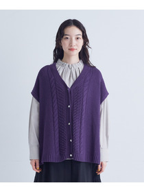 【congés payés】｜2BUY10%OFF・3BUY20%OFF｜綿リリヤーン縄柄前開きベスト 詳細画像 オートミール 16