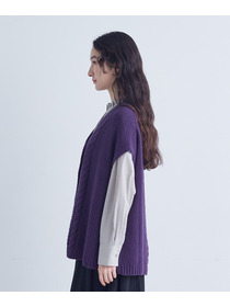 【congés payés】｜2BUY10%OFF・3BUY20%OFF｜綿リリヤーン縄柄前開きベスト 詳細画像 オートミール 17