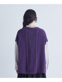 【congés payés】｜2BUY10%OFF・3BUY20%OFF｜綿リリヤーン縄柄前開きベスト 詳細画像 オートミール 18