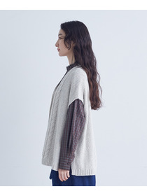 【congés payés】｜2BUY10%OFF・3BUY20%OFF｜綿リリヤーン縄柄前開きベスト 詳細画像 オートミール 6