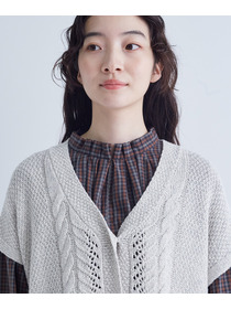 【congés payés】｜2BUY10%OFF・3BUY20%OFF｜綿リリヤーン縄柄前開きベスト 詳細画像 オートミール 8