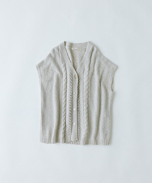 【congés payés】｜2BUY10%OFF・3BUY20%OFF｜綿リリヤーン縄柄前開きベスト 詳細画像 オートミール 1