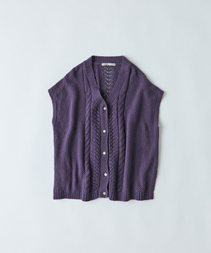 【congés payés】｜2BUY10%OFF・3BUY20%OFF｜綿リリヤーン縄柄前開きベスト 詳細画像 パープル 1