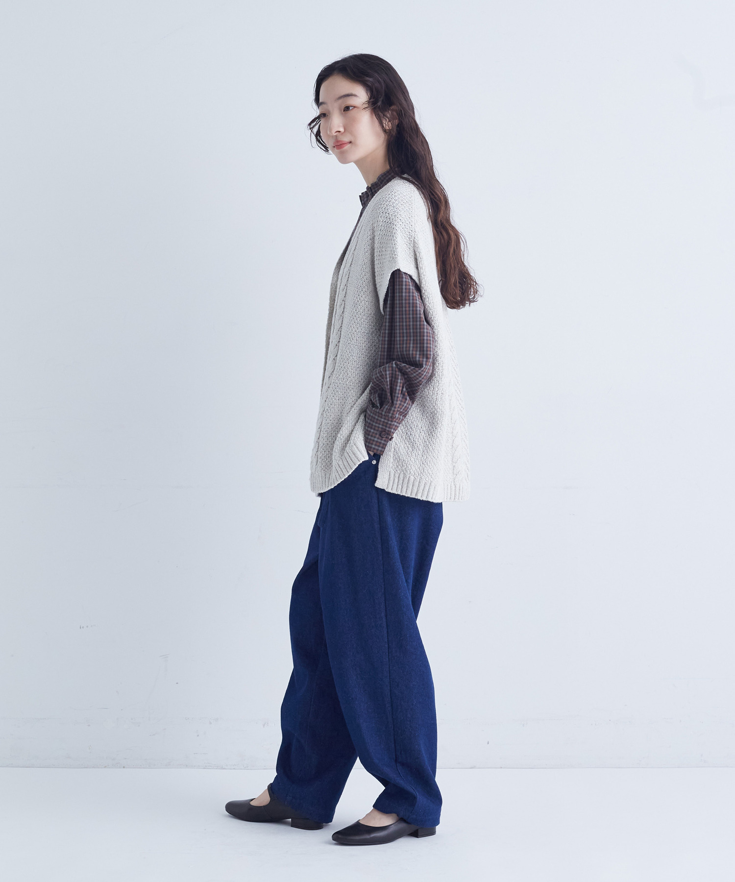 【congés payés】｜2BUY10%OFF・3BUY20%OFF｜綿リリヤーン縄柄前開きベスト 詳細画像 オートミール 2