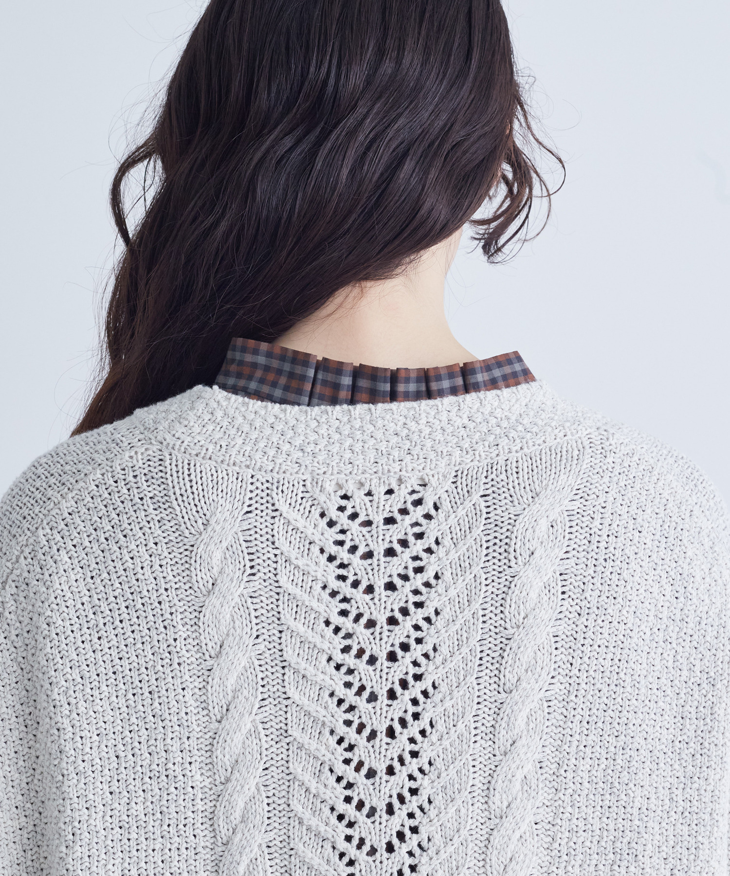 【congés payés】｜2BUY10%OFF・3BUY20%OFF｜綿リリヤーン縄柄前開きベスト 詳細画像 オートミール 9