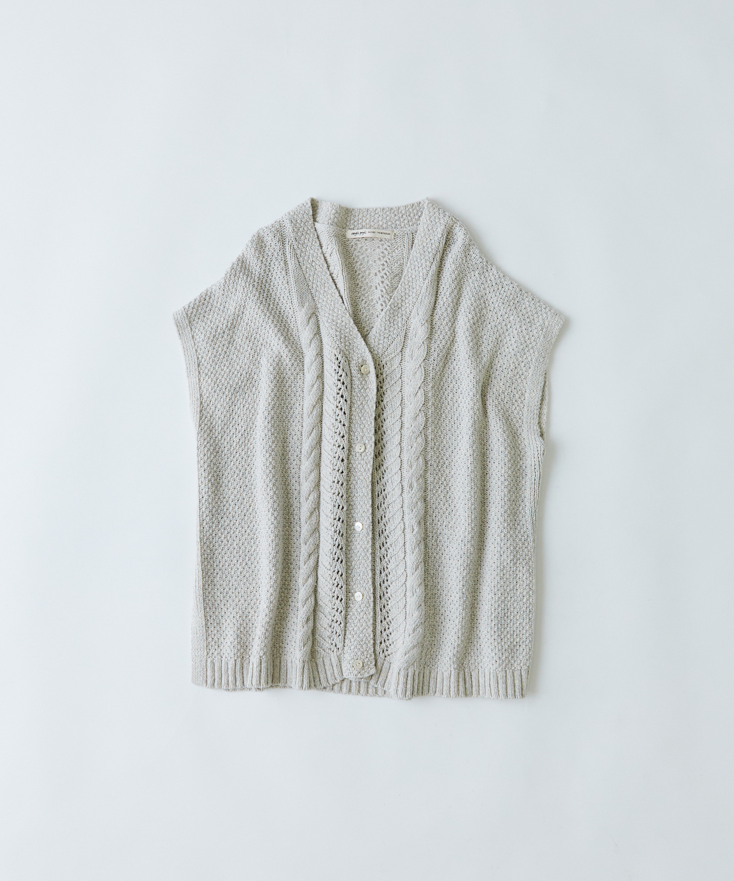 【congés payés】｜2BUY10%OFF・3BUY20%OFF｜綿リリヤーン縄柄前開きベスト 詳細画像 オートミール 1