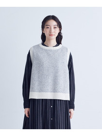 【congés payés】｜2BUY10%OFF・3BUY20%OFF｜【11月ベストセラーブランド内5位】【11月お気に入り登録ブランド内5位】【2way】5Gアラン柄パッチワークベスト 詳細画像 ブラック系その他 14