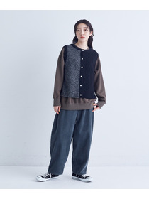 【congés payés】｜2BUY10%OFF・3BUY20%OFF｜【11月ベストセラーブランド内5位】【11月お気に入り登録ブランド内5位】【2way】5Gアラン柄パッチワークベスト 詳細画像 ブラック系その他 17