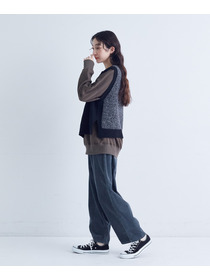 【congés payés】｜2BUY10%OFF・3BUY20%OFF｜【11月ベストセラーブランド内5位】【11月お気に入り登録ブランド内5位】【2way】5Gアラン柄パッチワークベスト 詳細画像 ブラック系その他 18