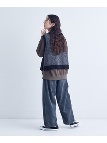 【congés payés】｜2BUY10%OFF・3BUY20%OFF｜【11月ベストセラーブランド内5位】【11月お気に入り登録ブランド内5位】【2way】5Gアラン柄パッチワークベスト 詳細画像 ブラック系その他 19