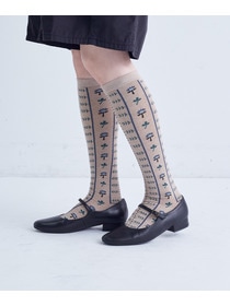 【congés payés】｜2BUY10%OFF・3BUY20%OFF｜ボタニカル柄ハイソックス 詳細画像 ブラウン系その他 2