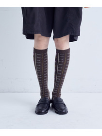 【congés payés】｜2BUY10%OFF・3BUY20%OFF｜ボタニカル柄ハイソックス 詳細画像 ブラウン系その他 3