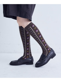 【congés payés】｜2BUY10%OFF・3BUY20%OFF｜ボタニカル柄ハイソックス 詳細画像 ブラウン系その他 4
