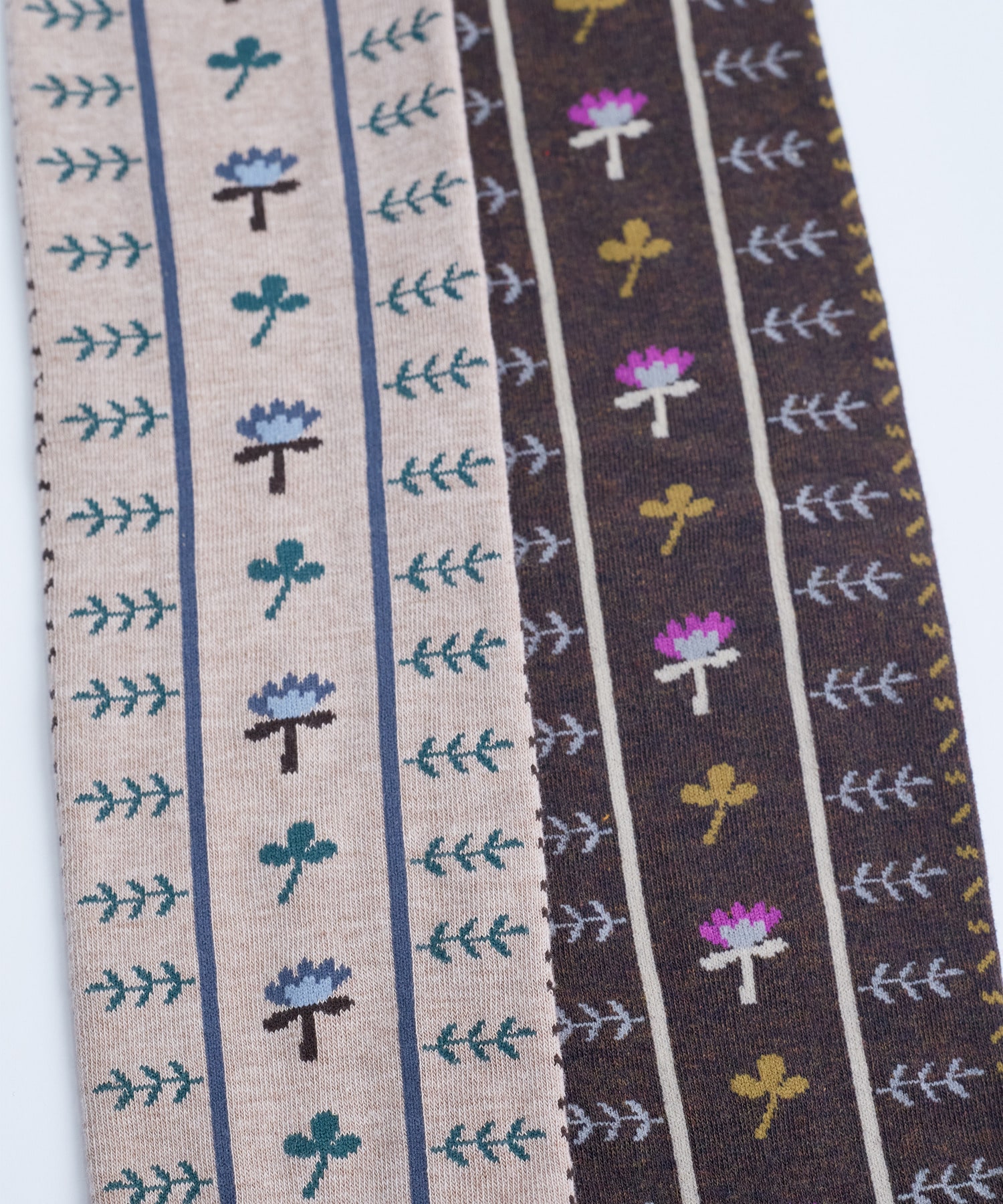 【congés payés】｜2BUY10%OFF・3BUY20%OFF｜ボタニカル柄ハイソックス 詳細画像 ブラウン系その他 6