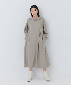 【congés payés】｜2BUY10%OFF・3BUY20%OFF｜ロールカラーＡラインワンピース 詳細画像 ベージュ系その他 1