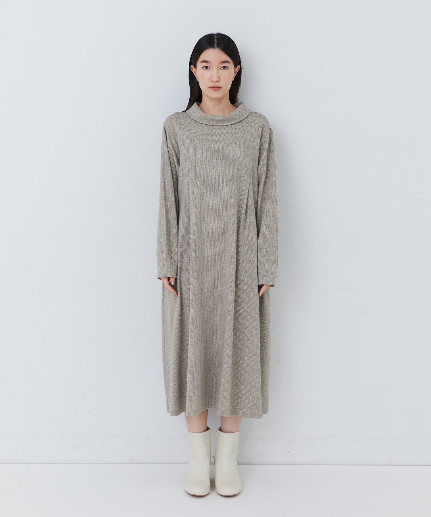 【congés payés】｜2BUY10%OFF・3BUY20%OFF｜ロールカラーＡラインワンピース 詳細画像 ダークブラウン 12