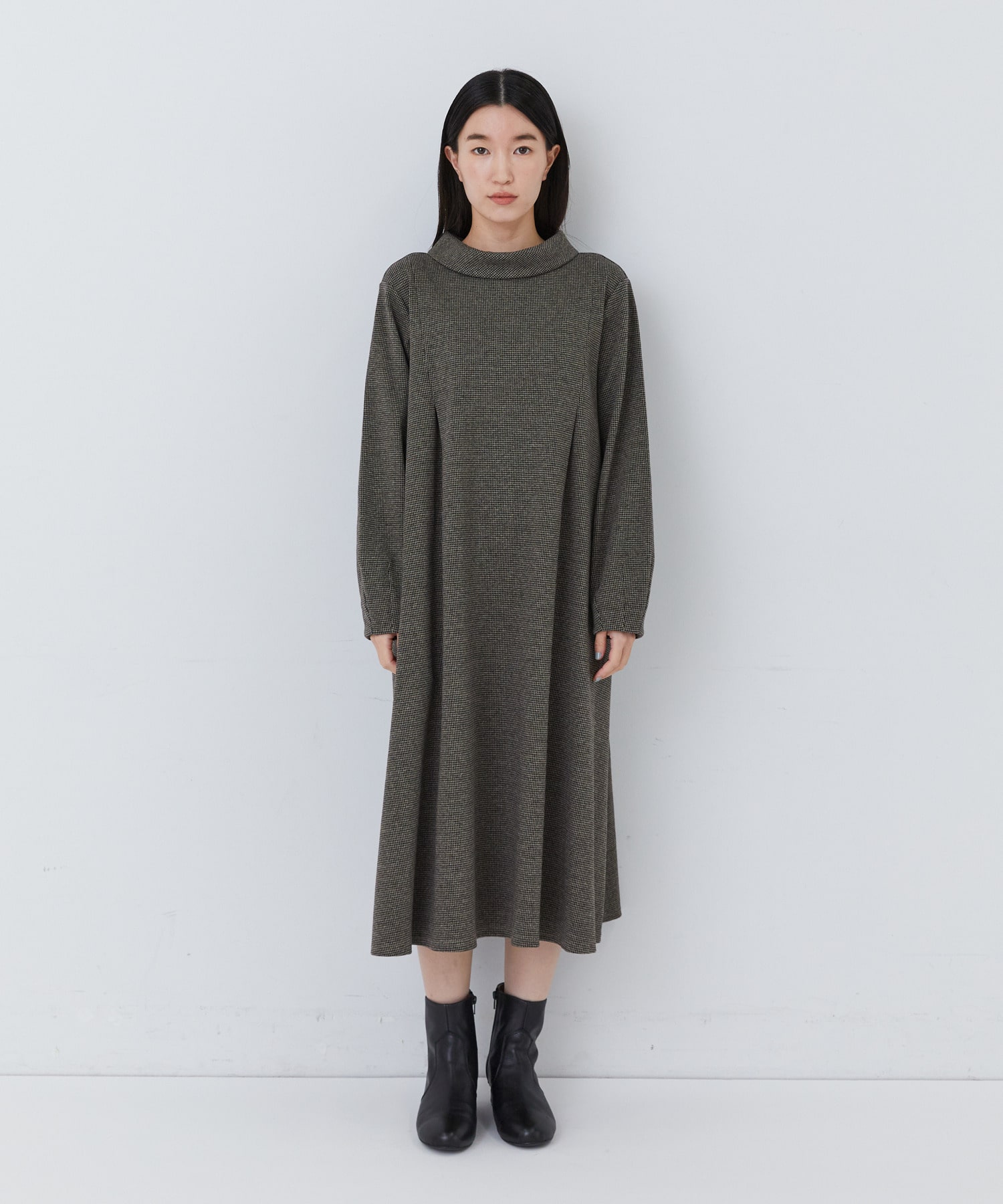 【congés payés】｜2BUY10%OFF・3BUY20%OFF｜ロールカラーＡラインワンピース 詳細画像 ダークブラウン 5