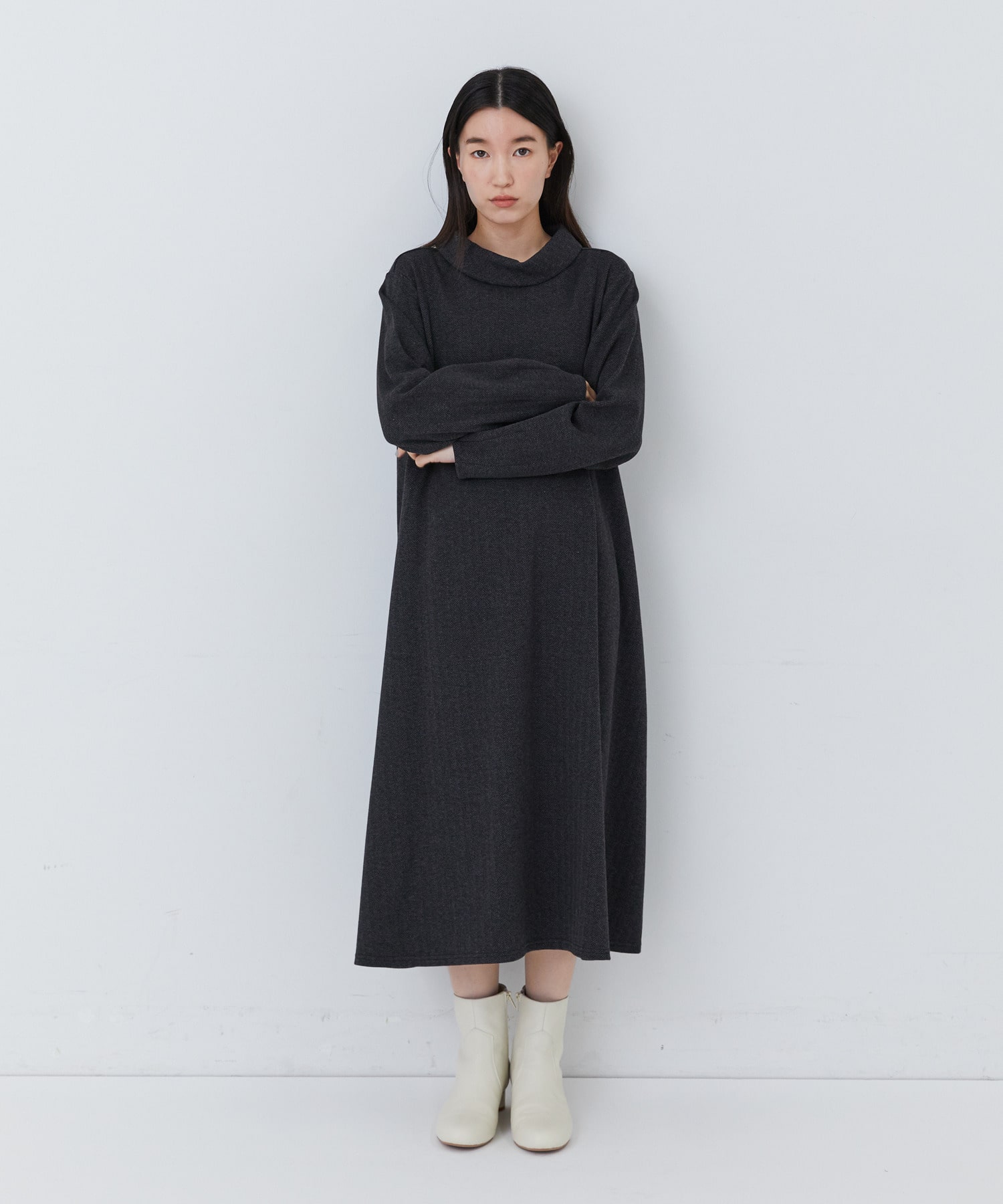 【congés payés】｜2BUY10%OFF・3BUY20%OFF｜ロールカラーＡラインワンピース 詳細画像 ダークブラウン 1