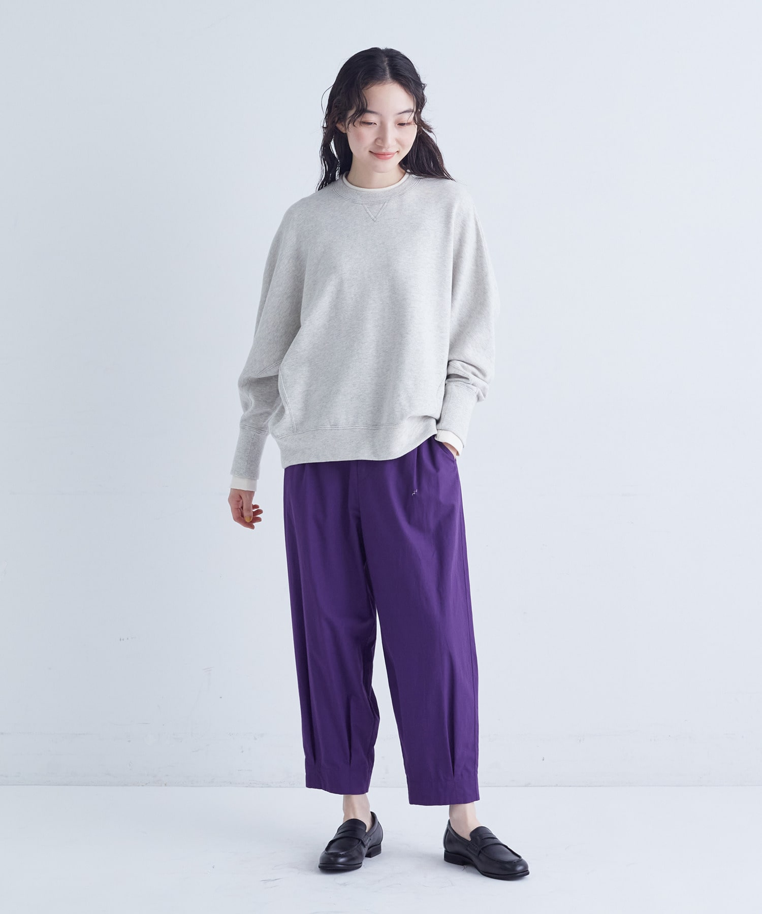 【congés payés】｜2BUY10%OFF・3BUY20%OFF｜配色リブトレーナー 詳細画像 チャコールグレー 1