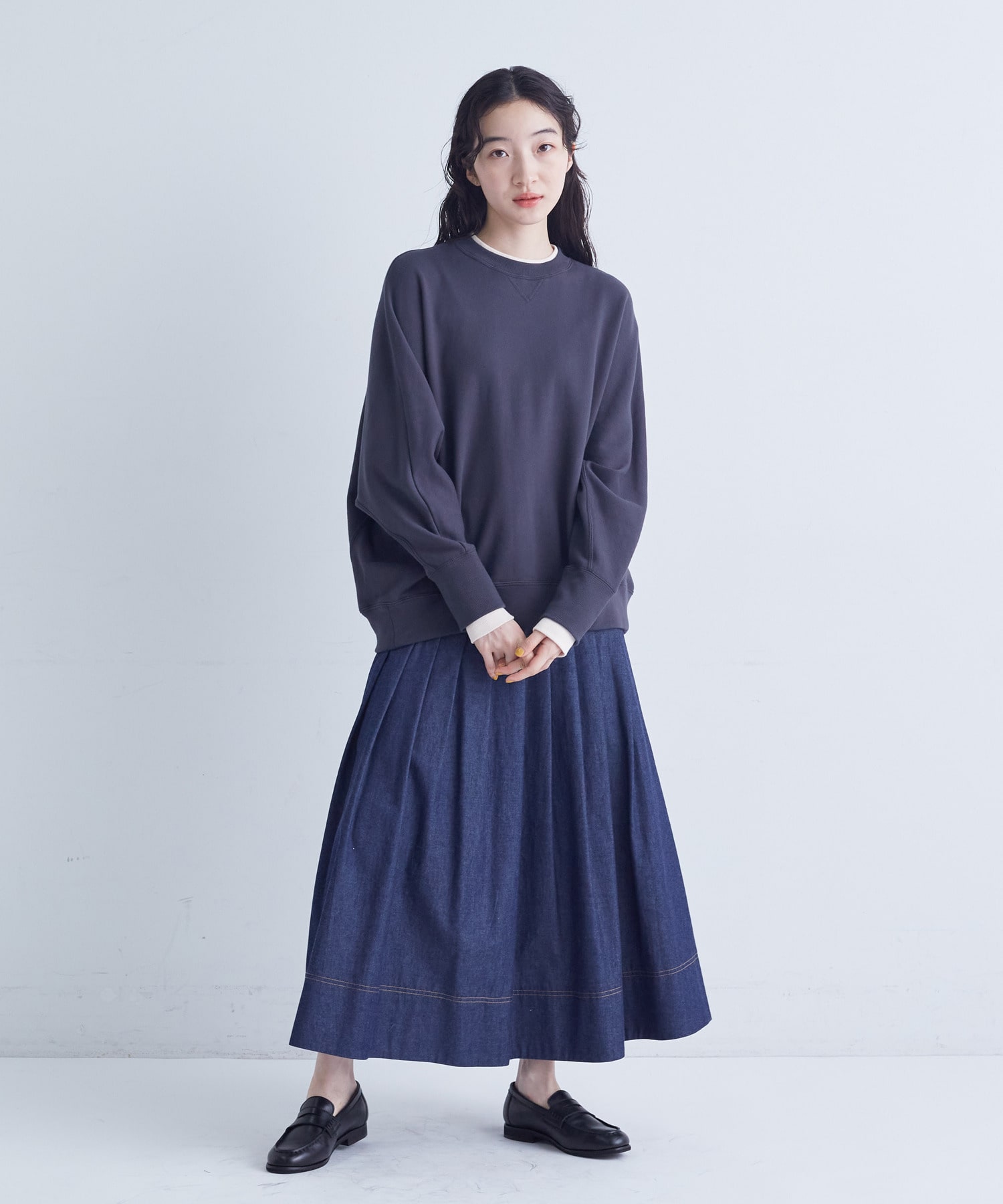 【congés payés】｜2BUY10%OFF・3BUY20%OFF｜配色リブトレーナー 詳細画像 チャコールグレー 11