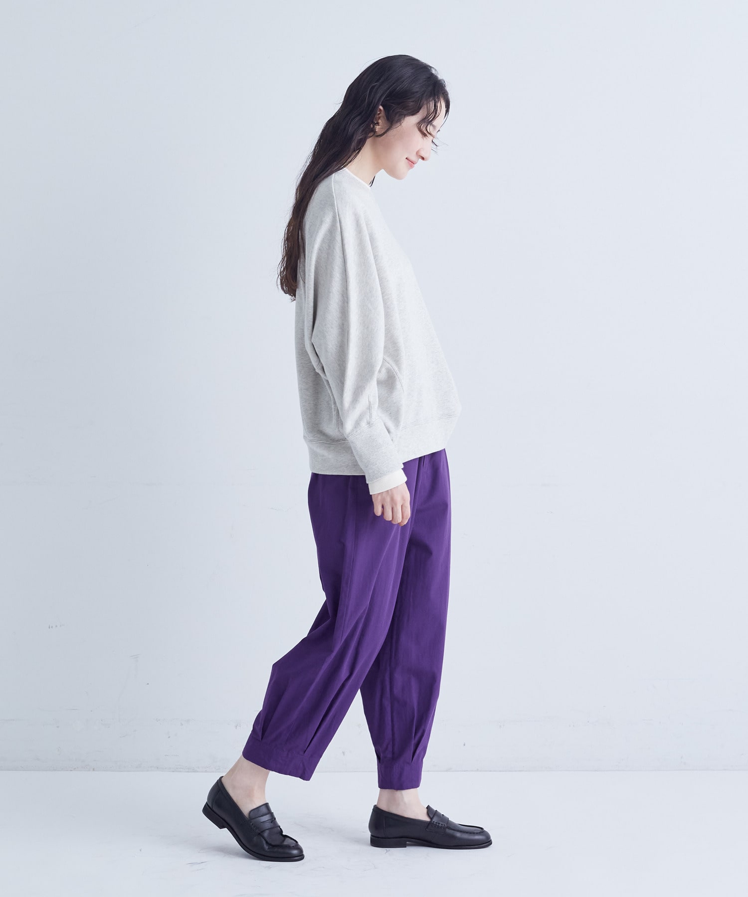 【congés payés】｜2BUY10%OFF・3BUY20%OFF｜配色リブトレーナー 詳細画像 チャコールグレー 2