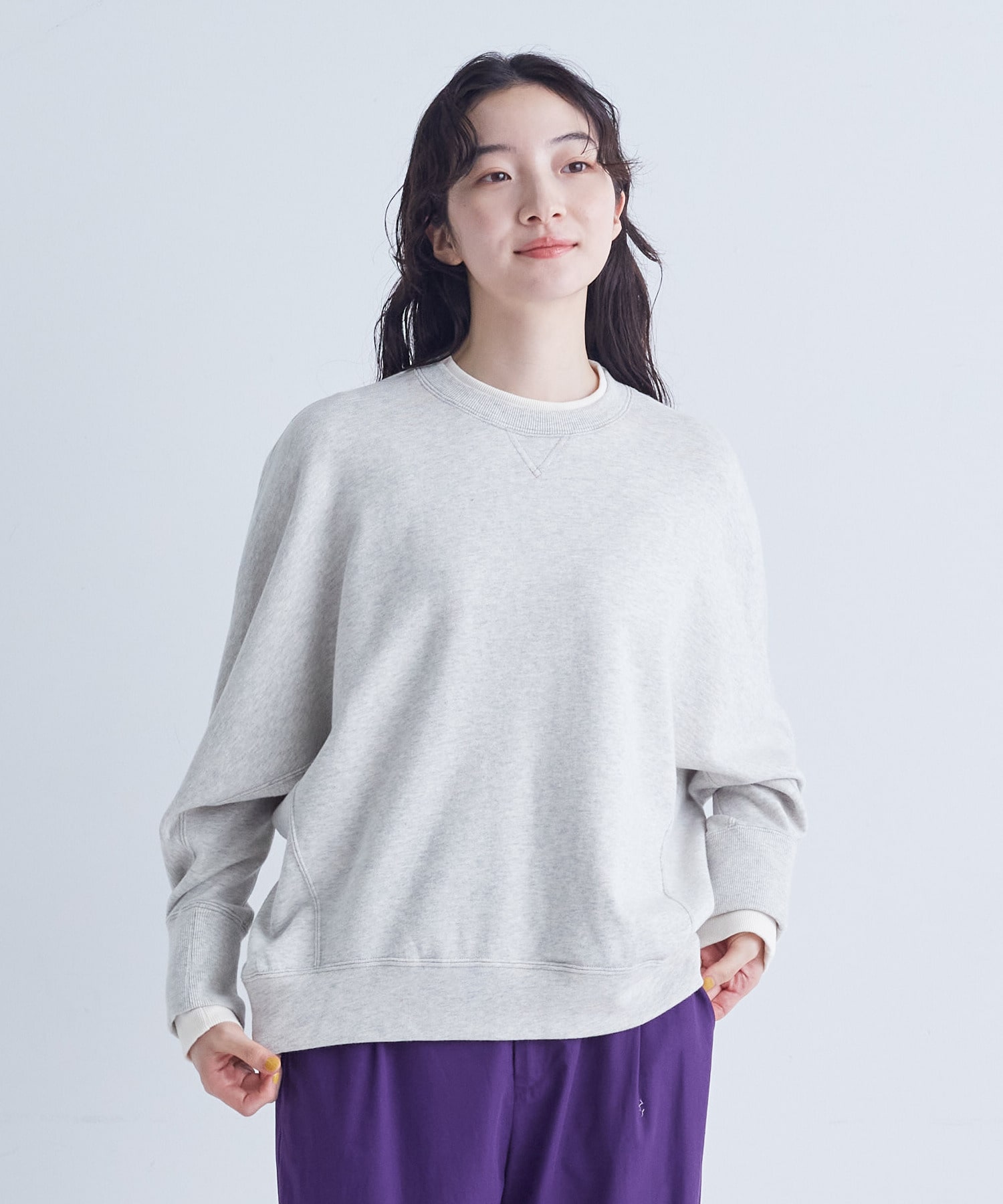 【congés payés】｜2BUY10%OFF・3BUY20%OFF｜配色リブトレーナー 詳細画像 チャコールグレー 4