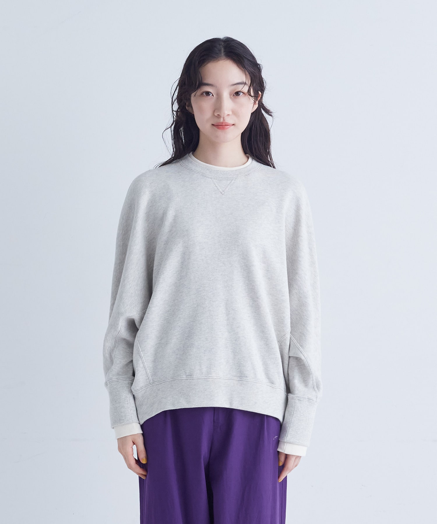 【congés payés】｜2BUY10%OFF・3BUY20%OFF｜配色リブトレーナー 詳細画像 チャコールグレー 5