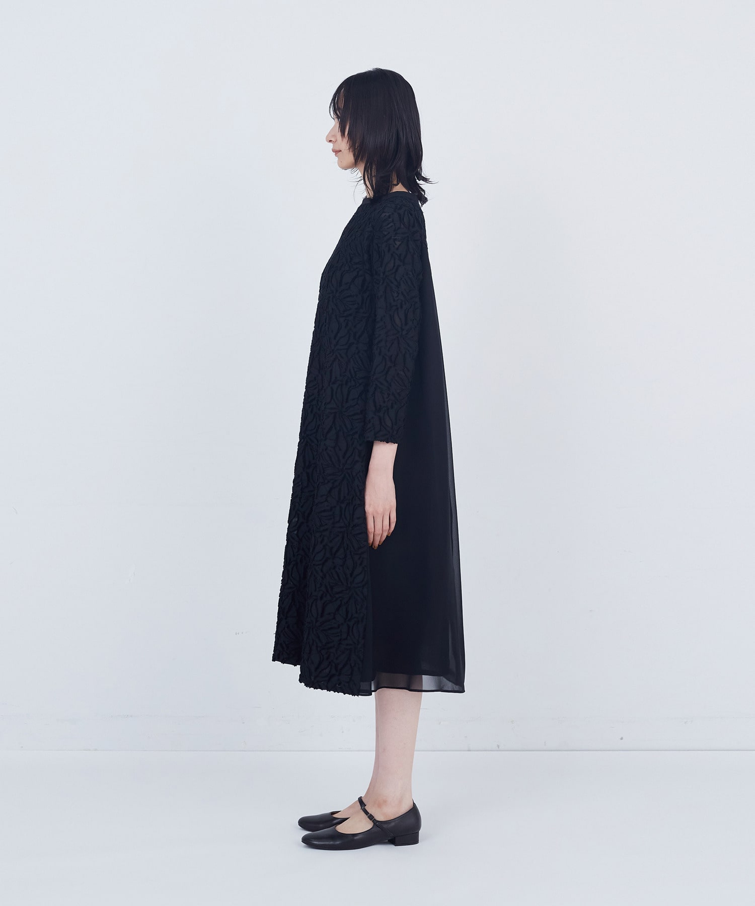 【ADIEU TRISTESSE】カットジャカードワンピース 詳細画像 ブラック 4